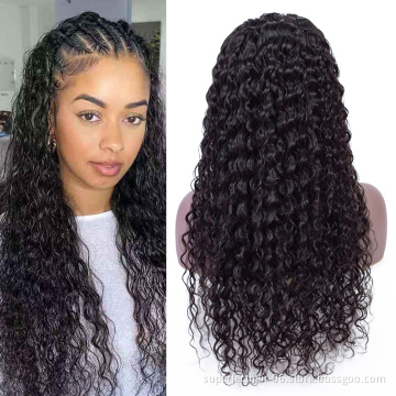 Factory Wholesale 8A 10A 12A Grade Raw Unprocessed Brazilian Human Hair Wig Cuticle Aligned Water Wave Lace Front Wigs